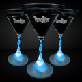 60 Day 8 Oz. Blue LED Imprintable Martini Glass w/ Spiral Stem